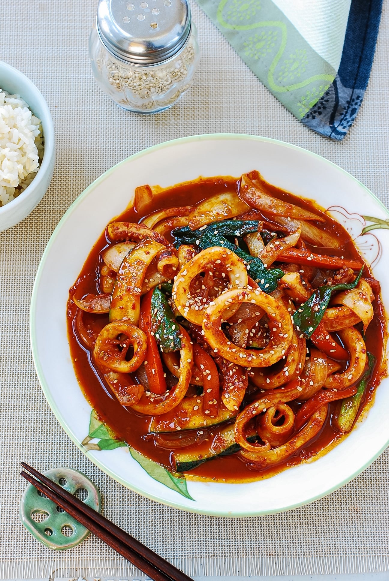 Ojingeo bokum spicy stir-fried squid with vegetables